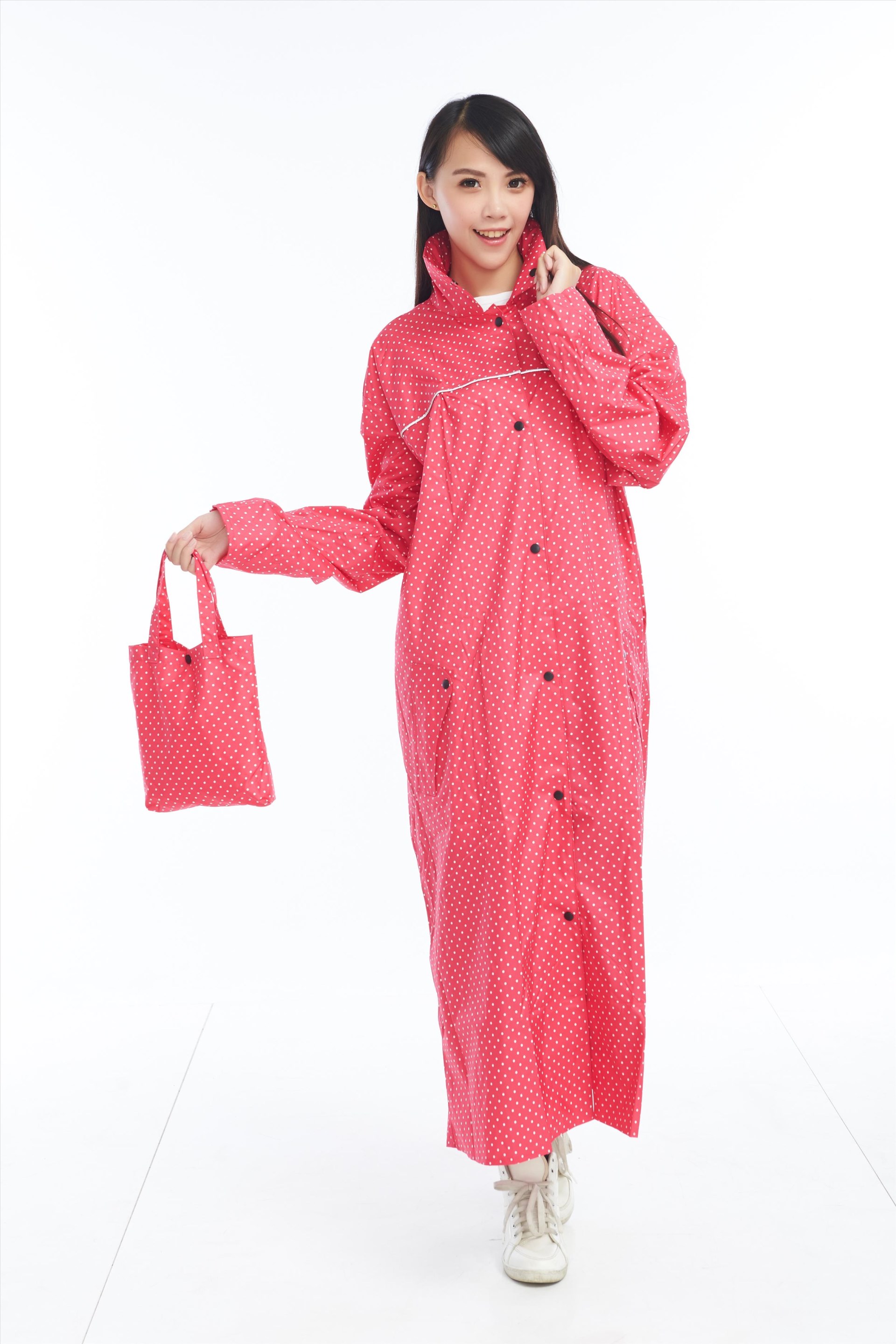 Pierre Cardin 皮爾卡登 嬌點露可 前開式雨衣 點點雨衣 雨衣 (拉鍊式)(有帽子)