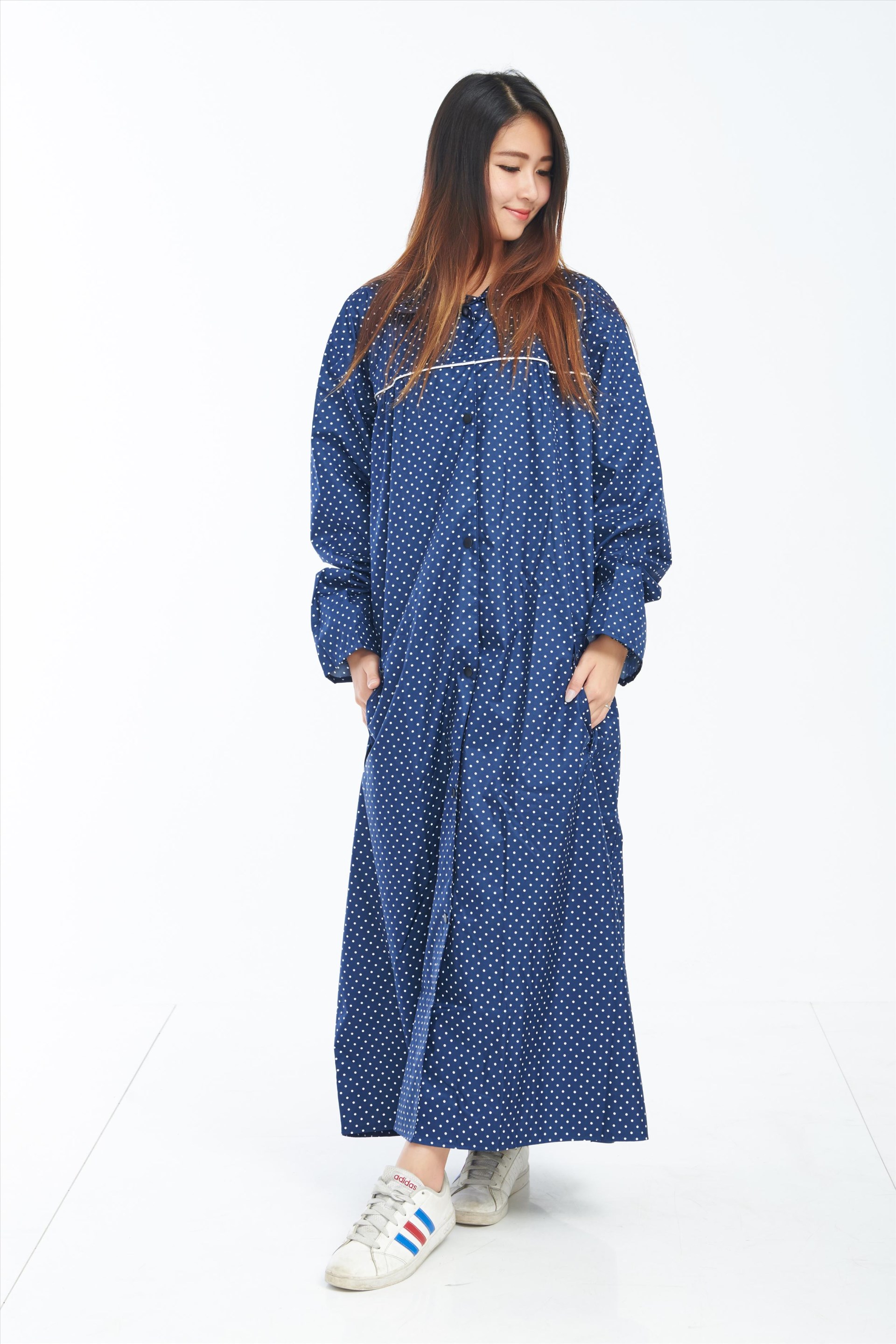 Pierre Cardin 皮爾卡登 嬌點露可 前開式雨衣 點點雨衣 雨衣 (拉鍊式)(有帽子)