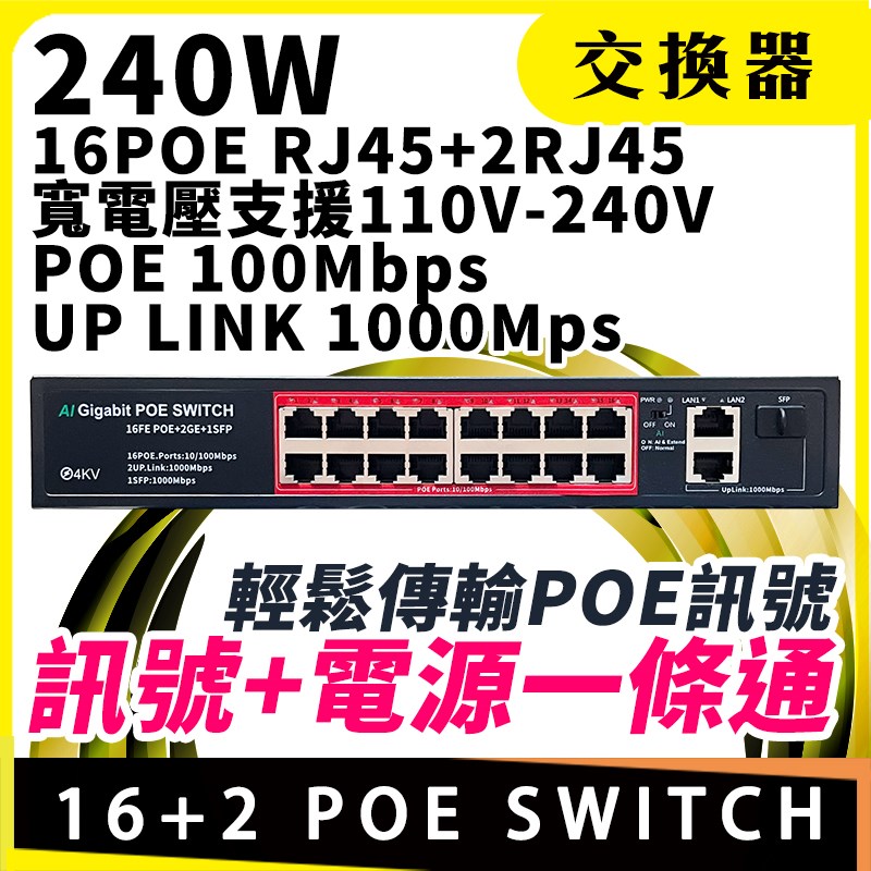 16+2 POE SWITCH 交換器