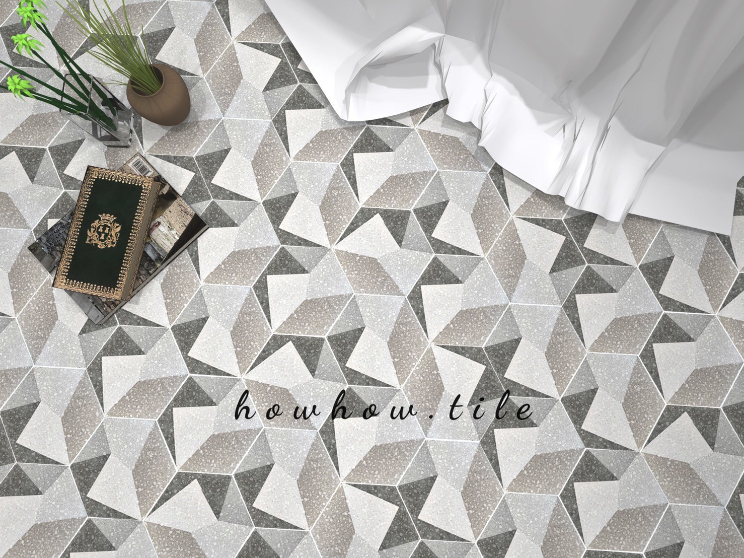 西班牙進口 水磨石六角素花磚共四款 23.2*26.7cm DC196