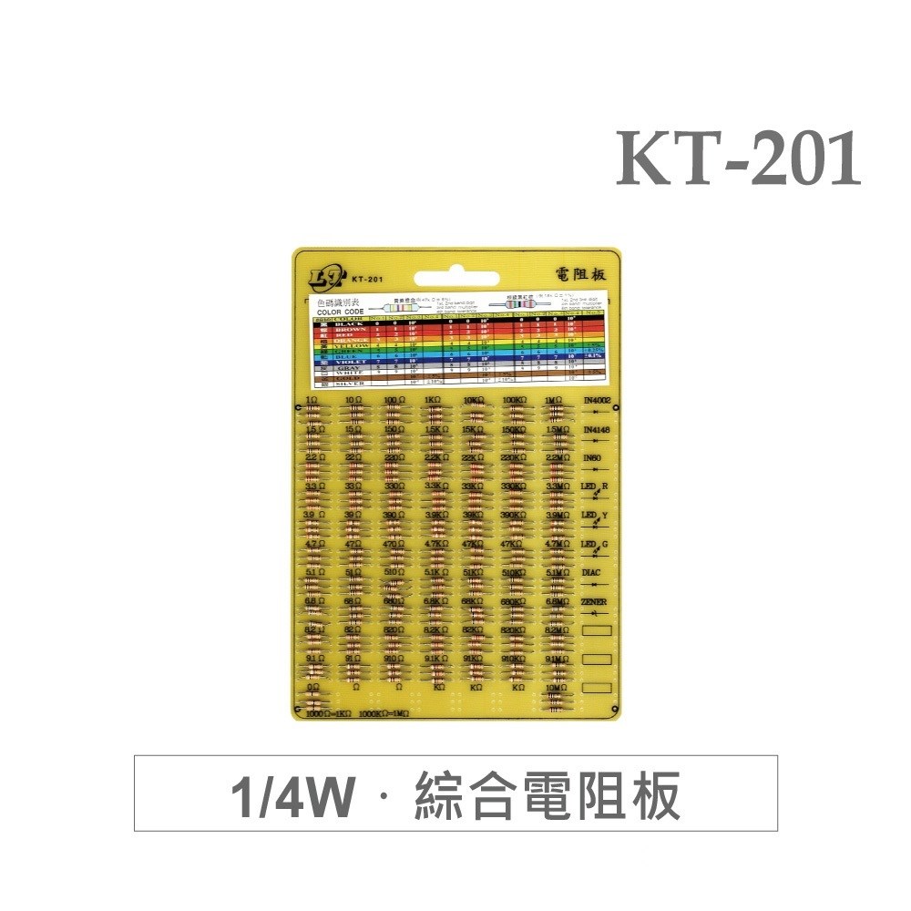 綜合電阻板 1 / 4 W 72種 阻值 * 3
