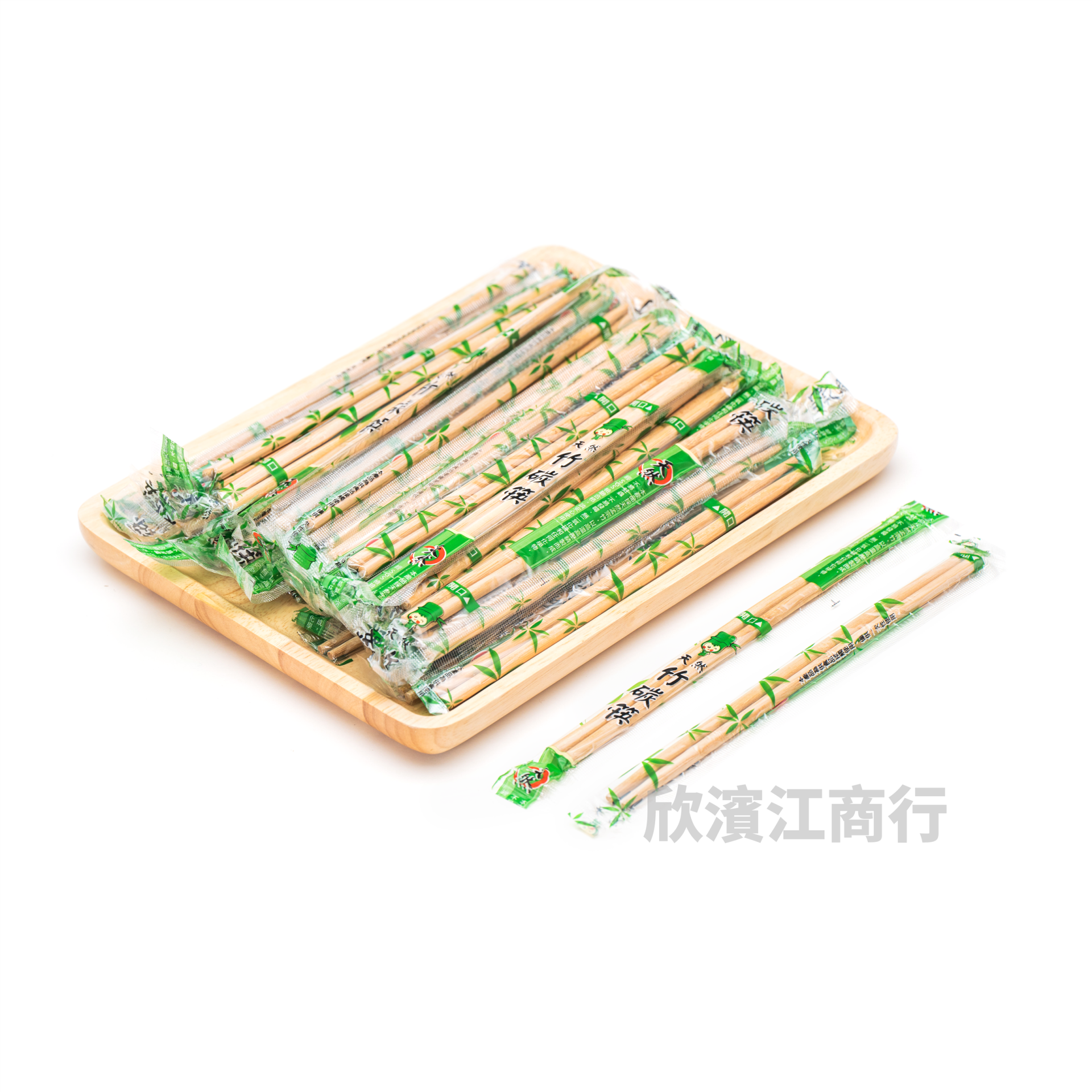 【竹筷】天然竹炭筷 OPP透明膠包圓筷(100雙X30包)