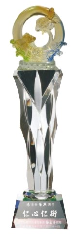 琉璃水晶獎座-656水晶+底座+琉璃 