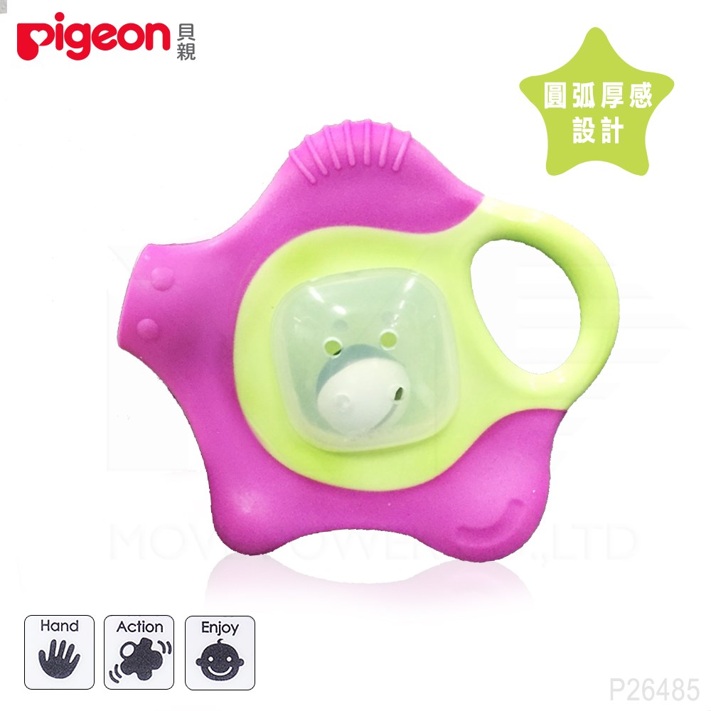 日本《Pigeon 貝親》搖鈴固齒器-紫莓星星