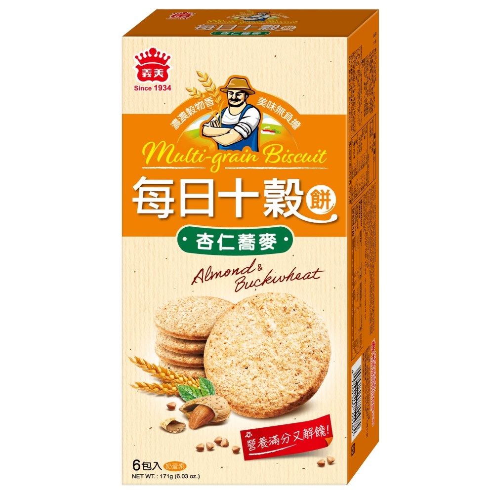 義美每日十穀養生餅-杏仁蕎麥171g