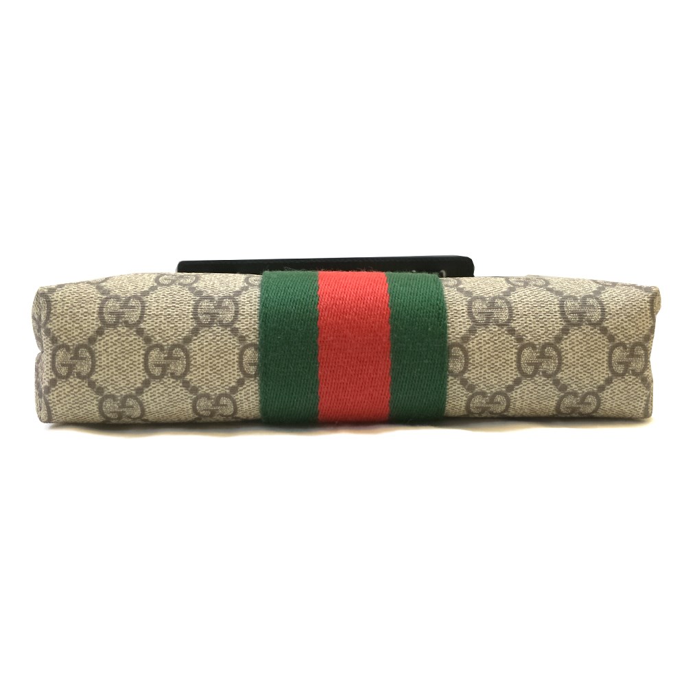 【GUCCI 】471454 經典綠紅綠織帶GG防水帆布方形斜背包(棕色)