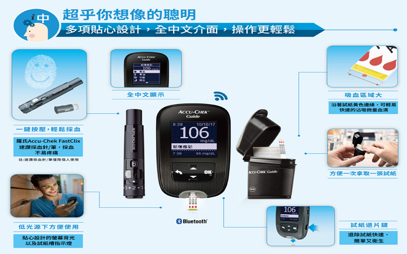 【羅氏 ACCU CHEK 】智航Guide 藍芽傳輸血糖機