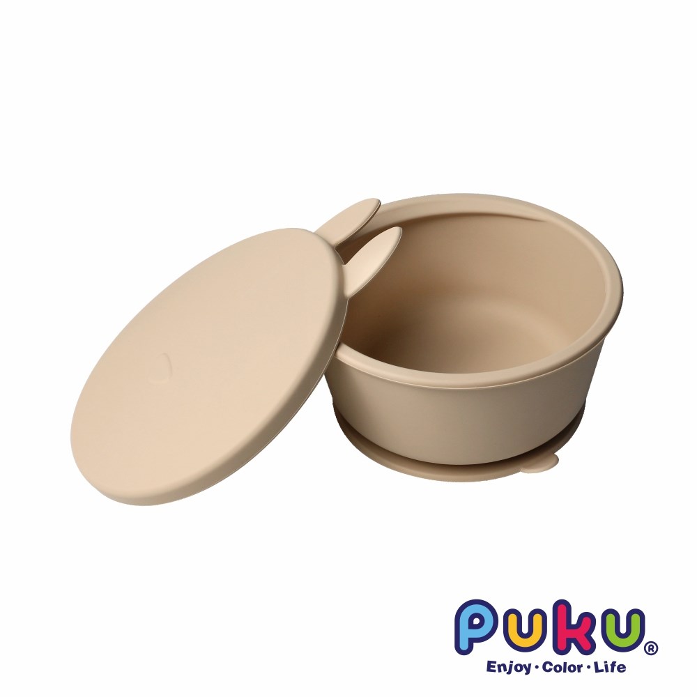 PUKU藍色企鵝 鉑金矽膠附蓋吸盤碗