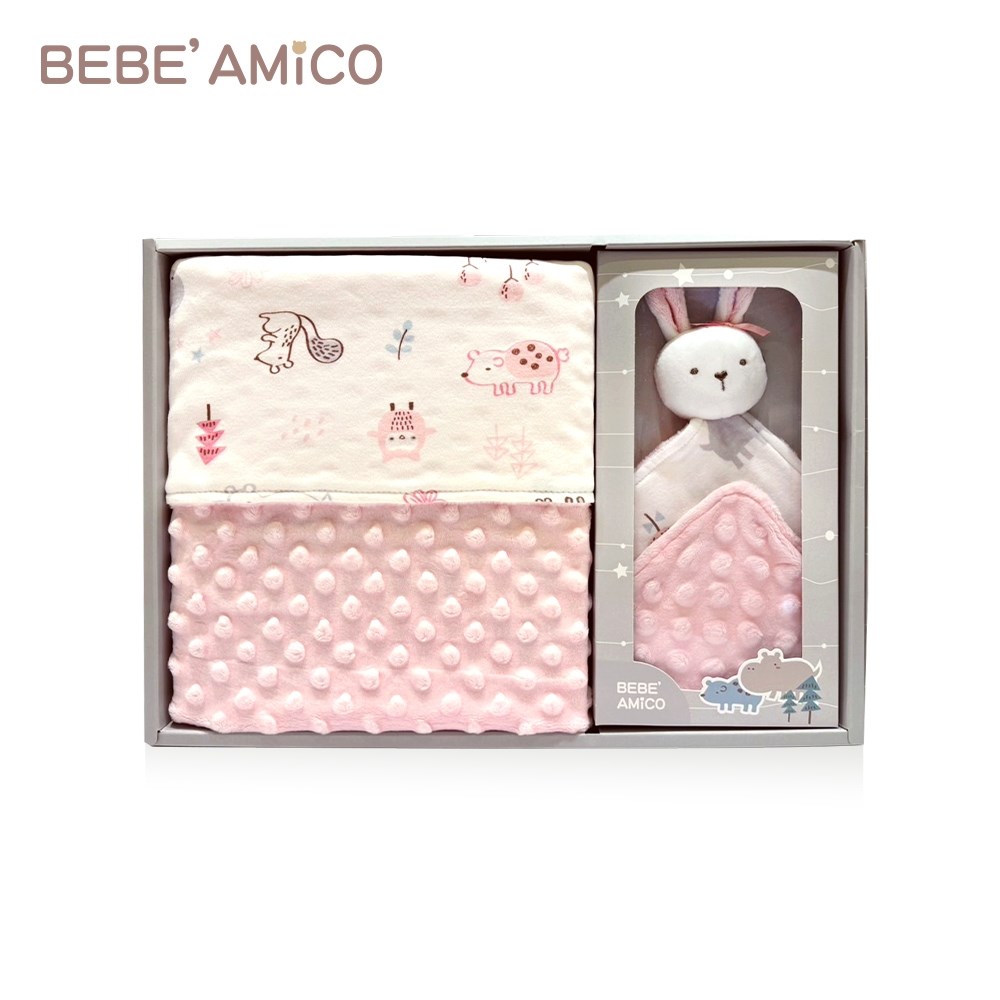 BEBE AMiCO-童趣故事(貝貝豆)-四季毯+安撫巾禮盒