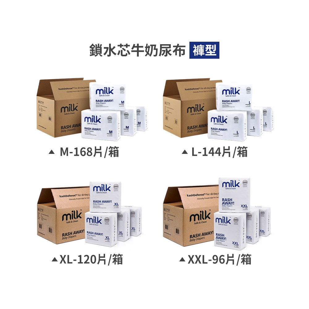 Milk 鎖水芯牛奶尿布 褲型 箱購