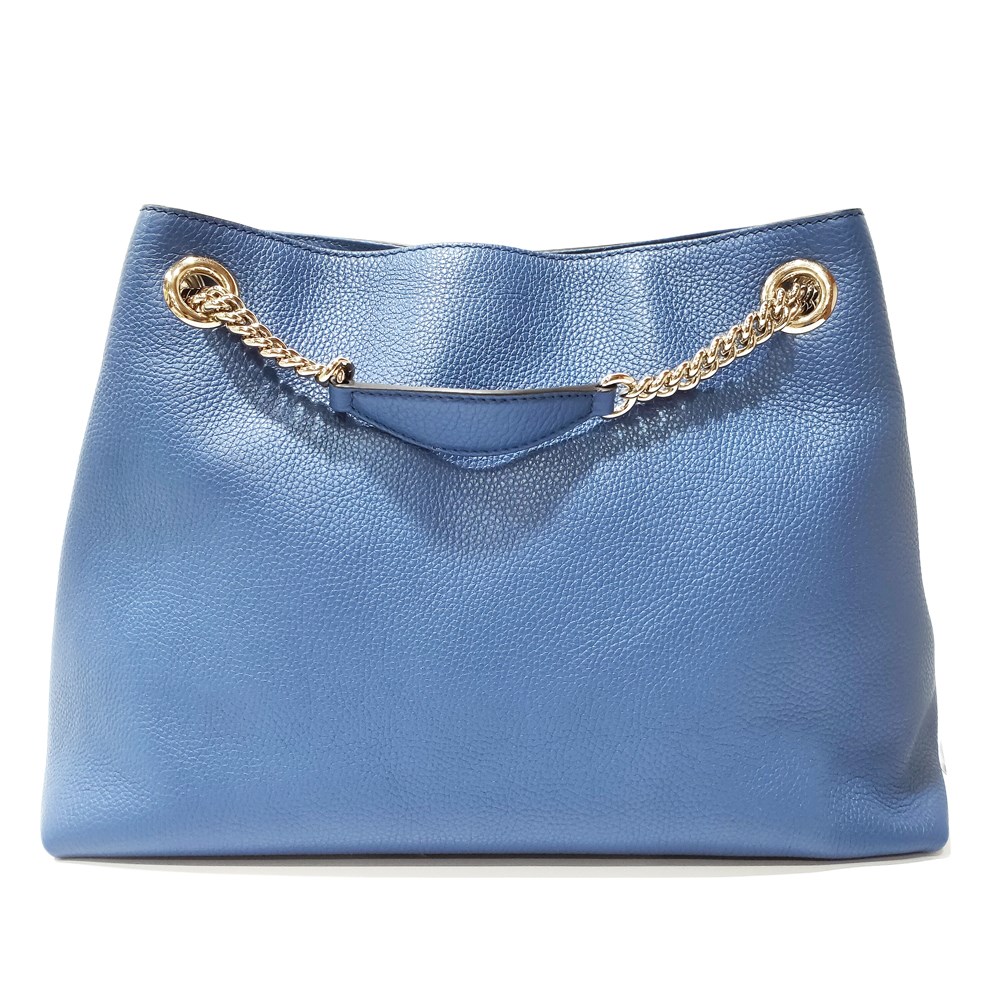 【GUCCI 】536196 SOHO雙G LOGO 流蘇雙鍊手提/肩背包(藍色)
