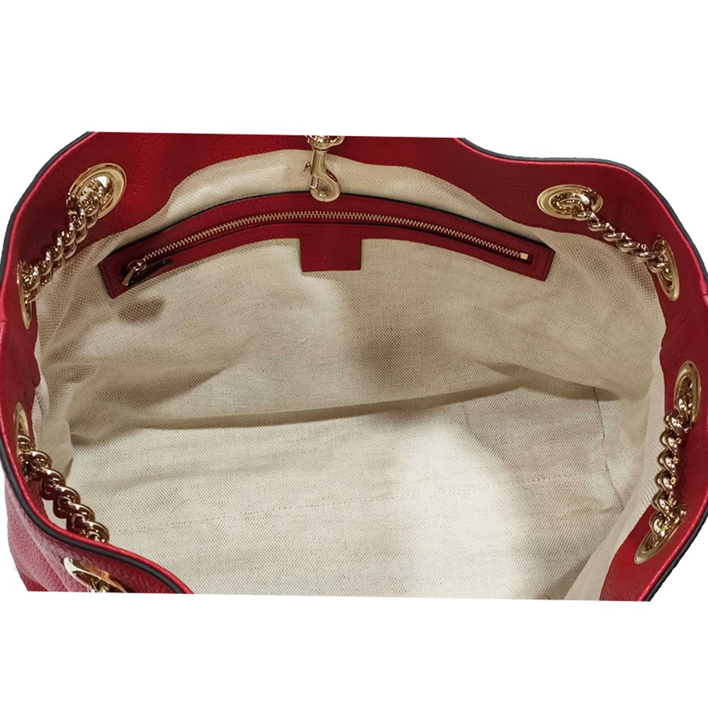 【GUCCI 】536196 SOHO雙G LOGO 流蘇雙鍊手提/肩背包(紅色)