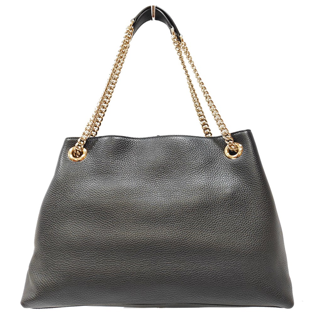 【GUCCI 】536196 SOHO雙G LOGO 流蘇雙鍊手提/肩背包(黑色)