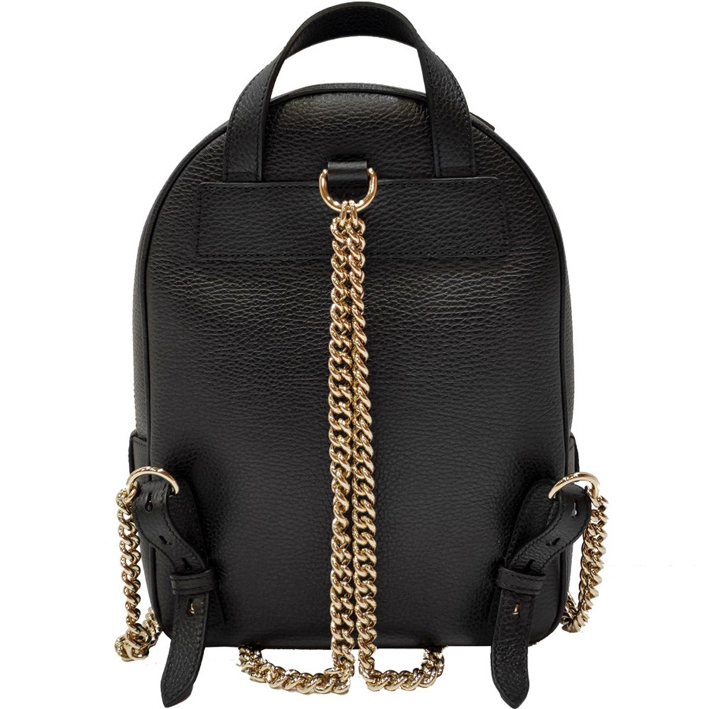 【GUCCI 】536192 SOHO經典GG LOGO牛皮金鍊後背包(黑色)