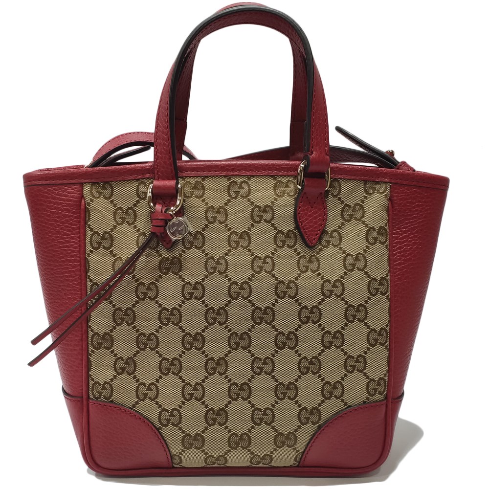 【GUCCI 】449241 經典雙G LOGO拼接皮革飾邊緹花兩用手提/斜背包