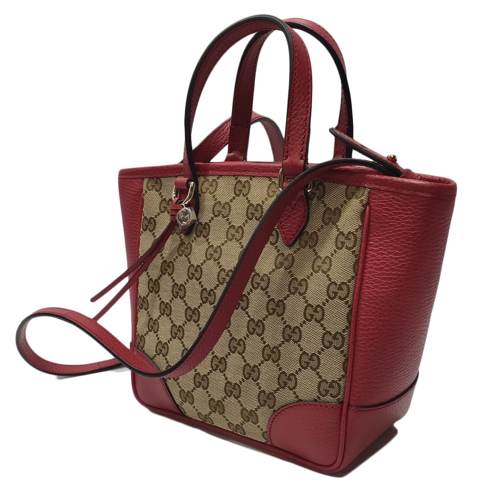 【GUCCI 】449241 經典雙G LOGO拼接皮革飾邊緹花兩用手提/斜背包