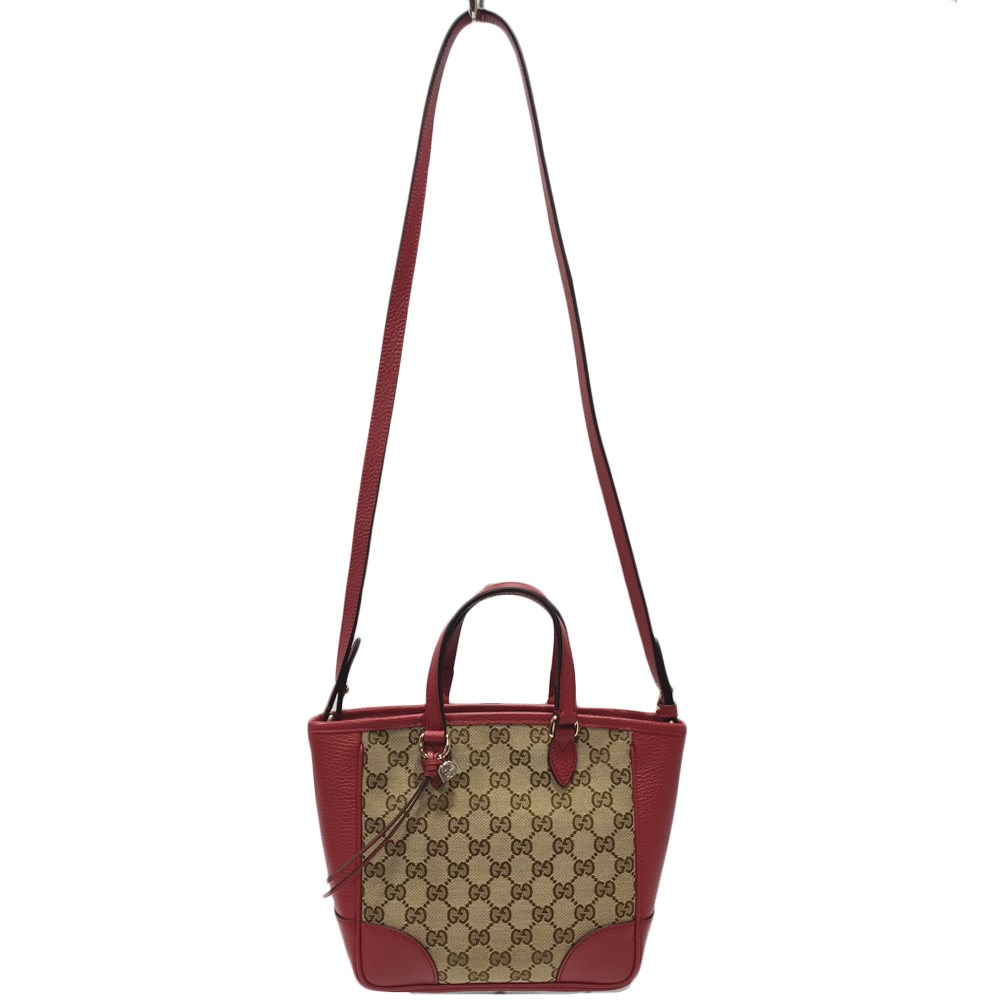 【GUCCI 】449241 經典雙G LOGO拼接皮革飾邊緹花兩用手提/斜背包