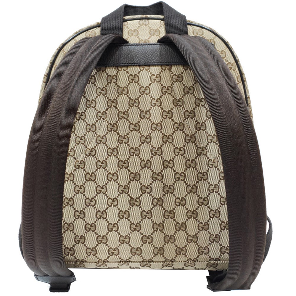 【GUCCI 】449906 經典雙G LOGO牛皮飾邊厚棉緹花後背包