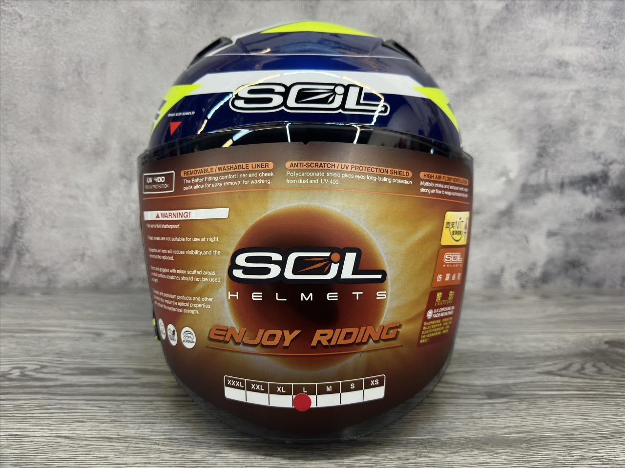 《遠古騎士》SOL SO-7 極速先鋒 螢光黃/藍 半罩內藏墨鏡 雙D扣 安全帽