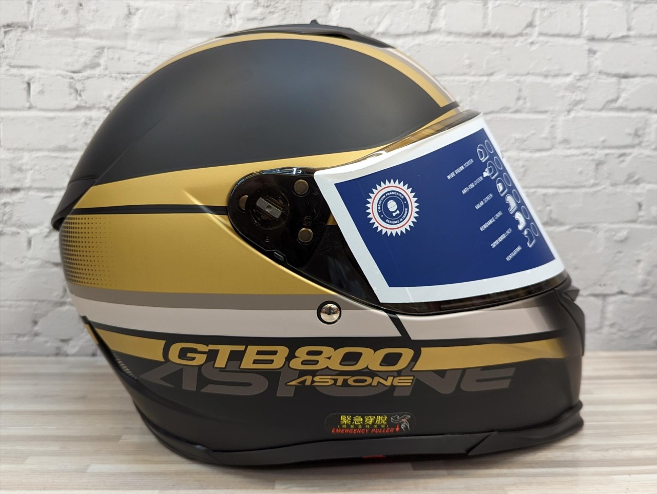 《遠古騎士》ASTONE GTB800 AO10 平光黑金 雙鏡片 雙D扣 全罩安全帽
