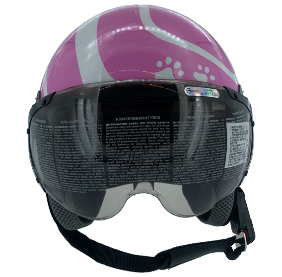 《遠古騎士》瑞獅 ZEUS 212C AR5 貓咪 白紫 內置鏡片 3/4罩安全帽 輕量