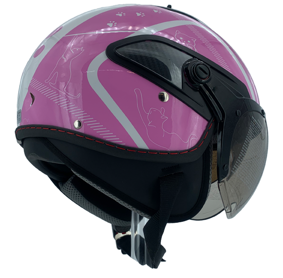 《遠古騎士》瑞獅 ZEUS 212C AR5 貓咪 白紫 內置鏡片 3/4罩安全帽 輕量