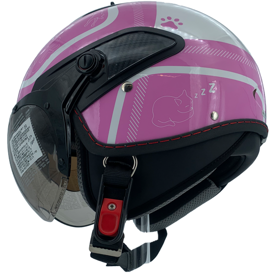 《遠古騎士》瑞獅 ZEUS 212C AR5 貓咪 白紫 內置鏡片 3/4罩安全帽 輕量