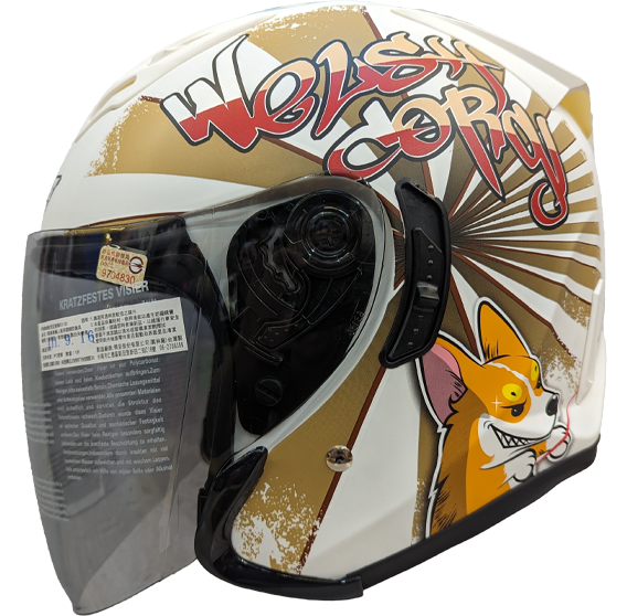 《遠古騎士》M2R J5 #6 多層膜彩片特仕版柯基 內置遮陽鏡片雙D扣 安全帽 半罩