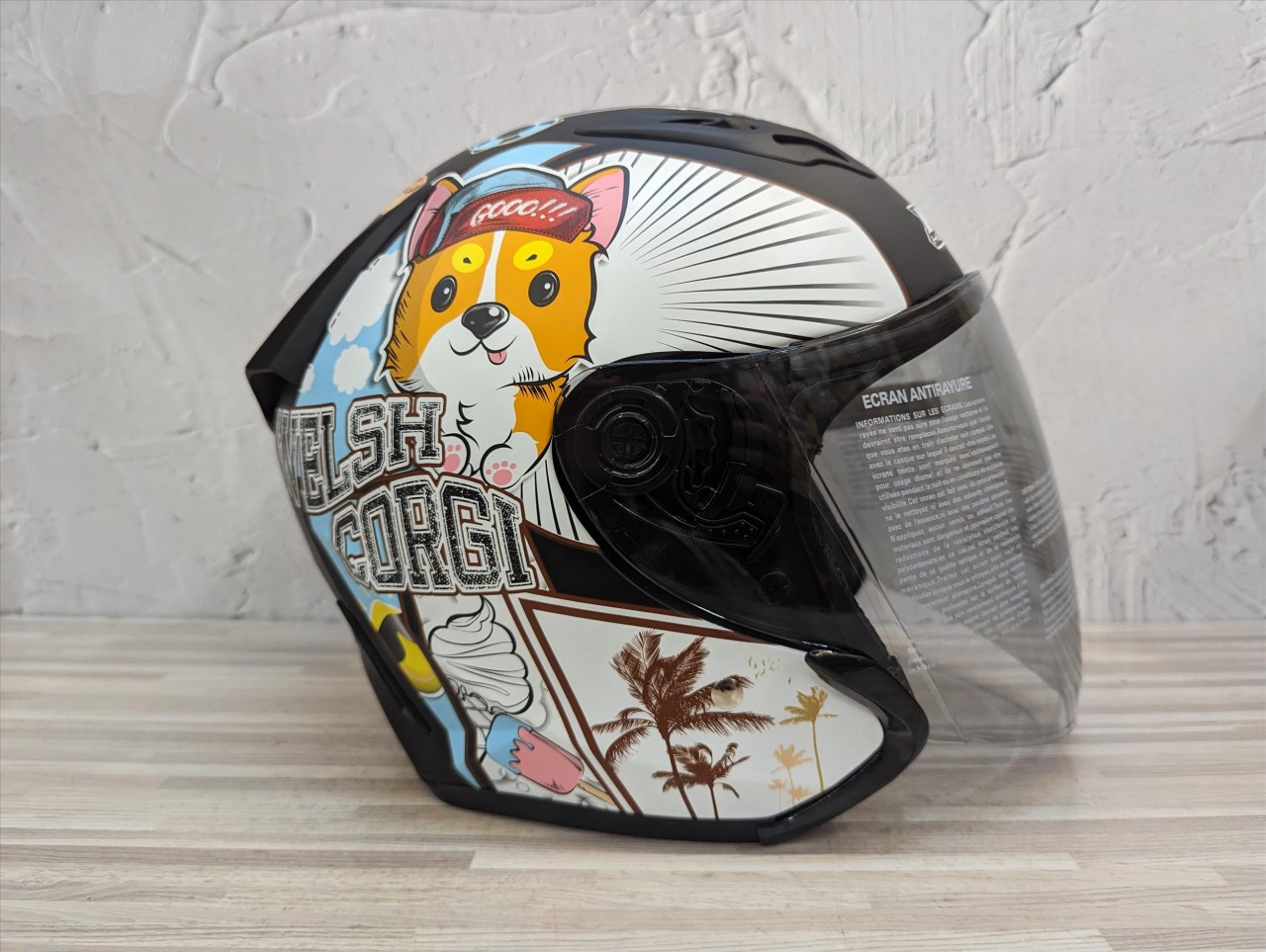 《遠古騎士》M2R J5 #6 多層膜彩片特仕版柯基 內置遮陽鏡片雙D扣 安全帽 半罩