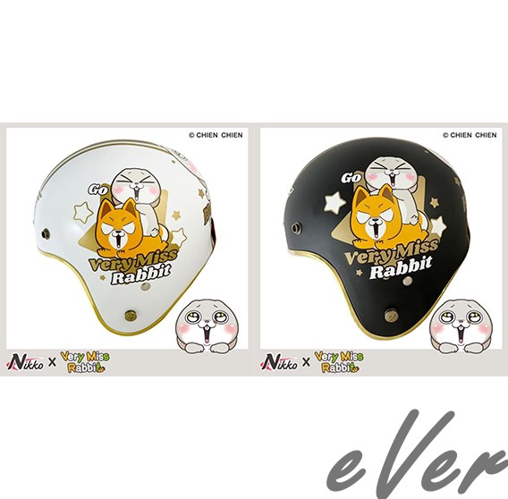 《遠古騎士》NIKKO N401 美式復古安全帽 好想兔聯名 金色邊條