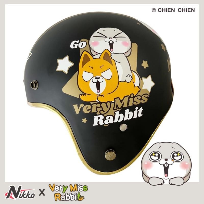《遠古騎士》NIKKO N401 美式復古安全帽 好想兔聯名 金色邊條