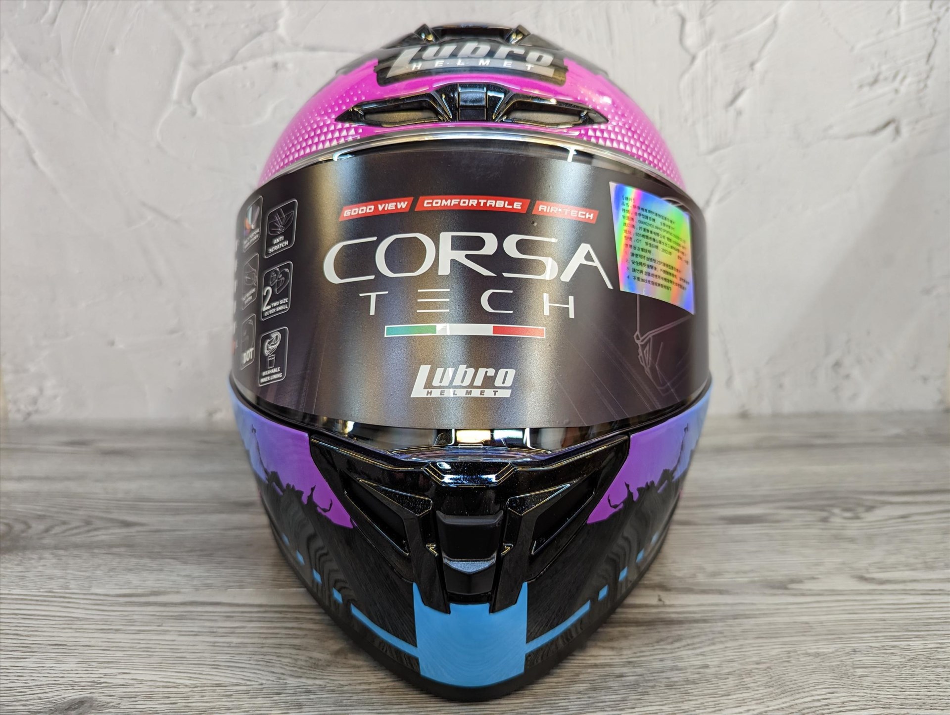 《遠古騎士》LUBRO CORSA TECH 進化粉藍 全罩 安全帽 雙D扣