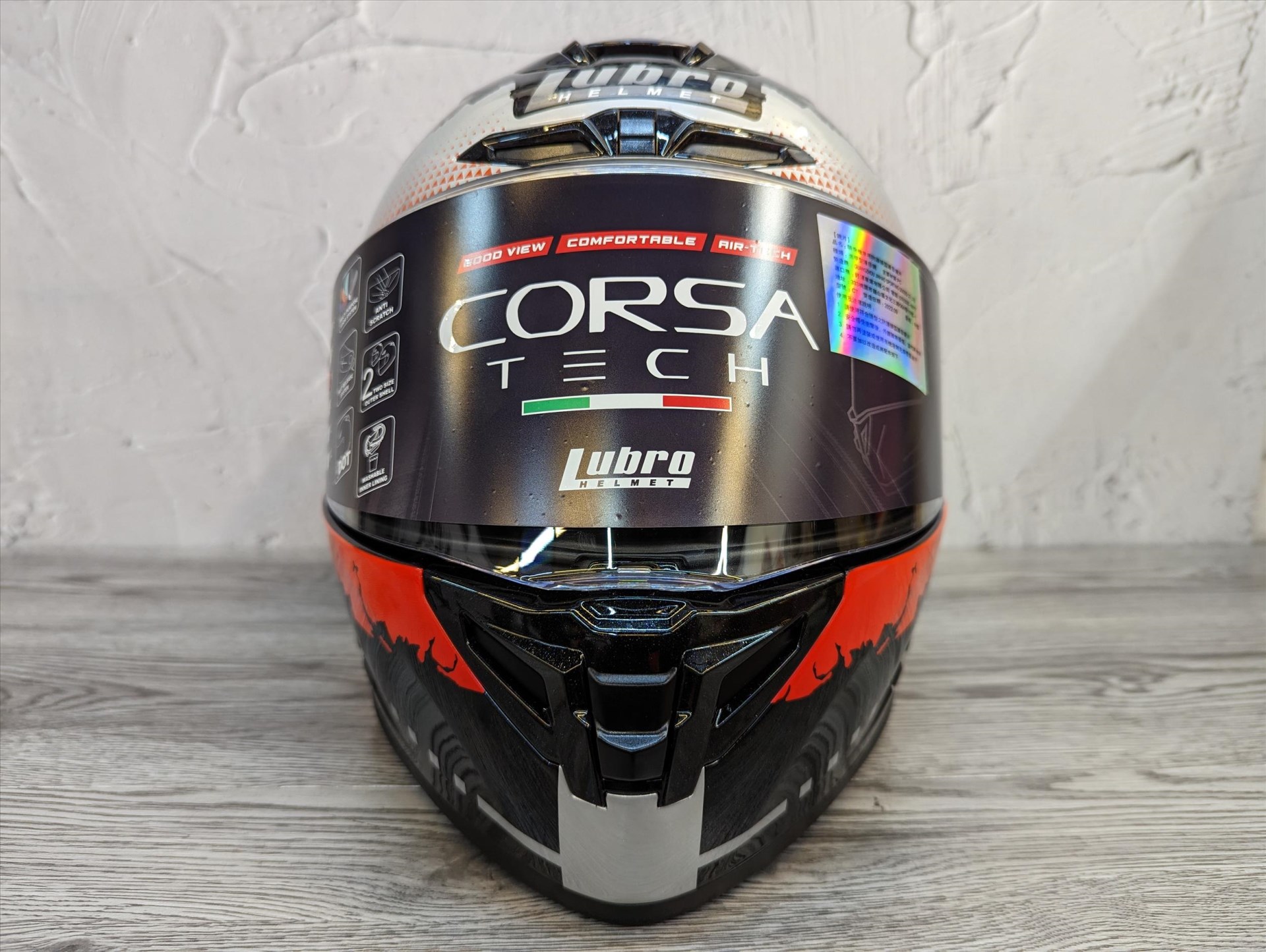 《遠古騎士》LUBRO CORSA TECH 進化紅銀 全罩 安全帽 雙D扣