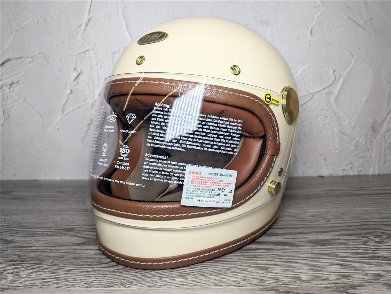 《遠古騎士》TT02 PHYLLIS 象牙白色 全罩 樂高帽 安全帽 復古車縫