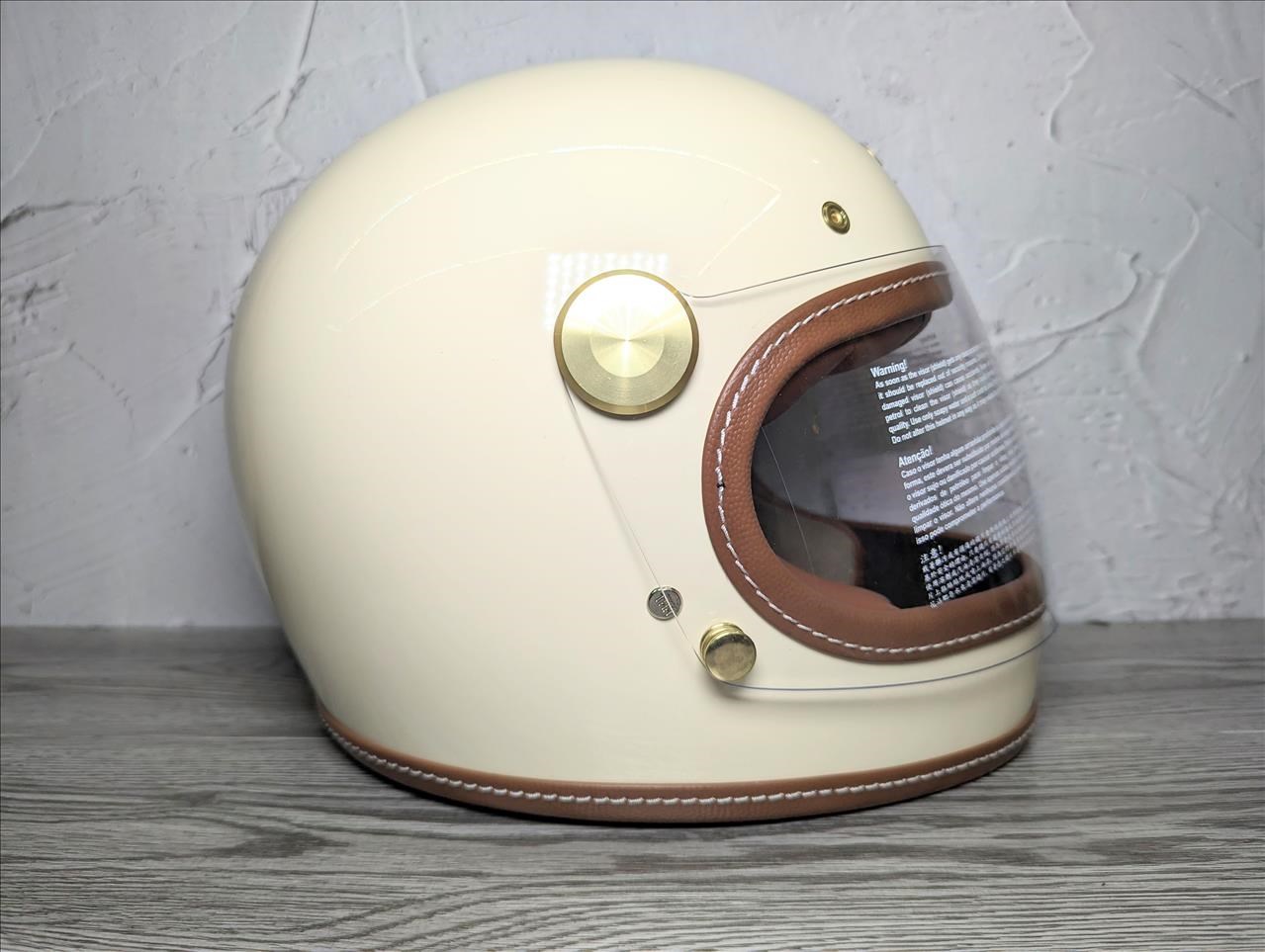 《遠古騎士》TT02 PHYLLIS 象牙白色 全罩 樂高帽 安全帽 復古車縫