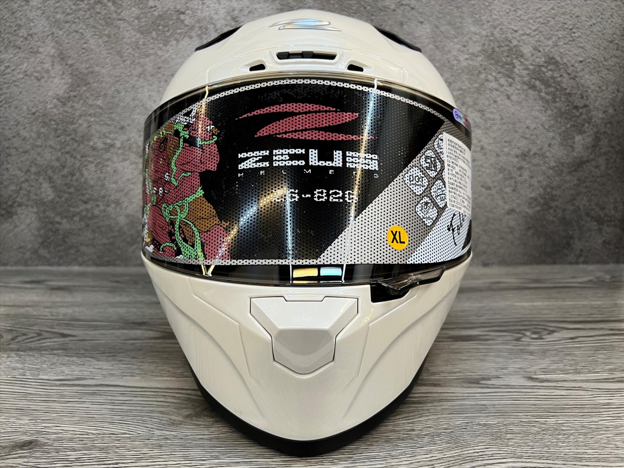 《遠古騎士》瑞獅 ZEUS 826 BK10 白橘 全罩安全帽 大鴨尾導流雙D釦尾翼