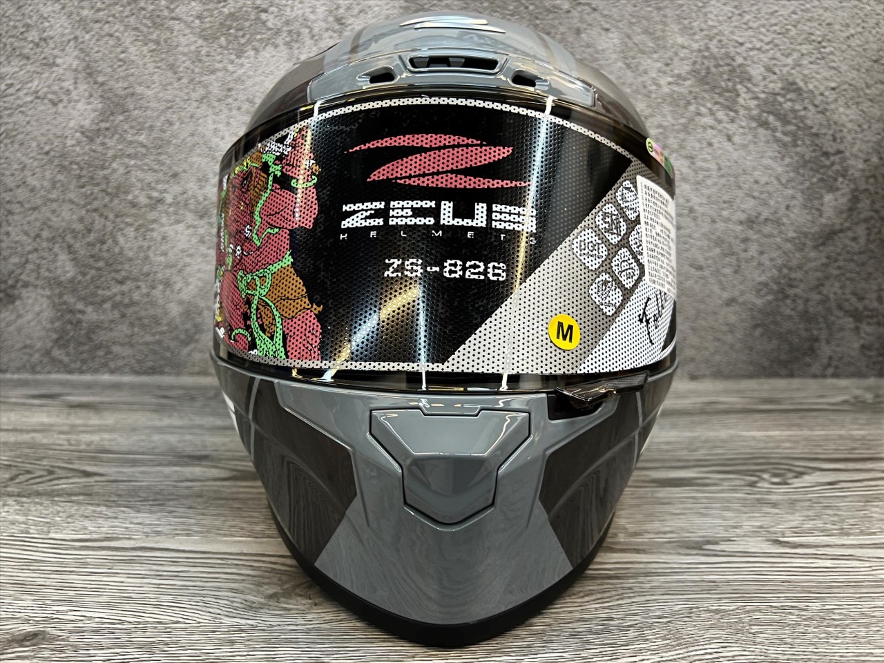 《遠古騎士》瑞獅 ZEUS 826 BK17 水泥灰黑銀 全罩安全帽 大鴨尾導流雙D釦尾翼