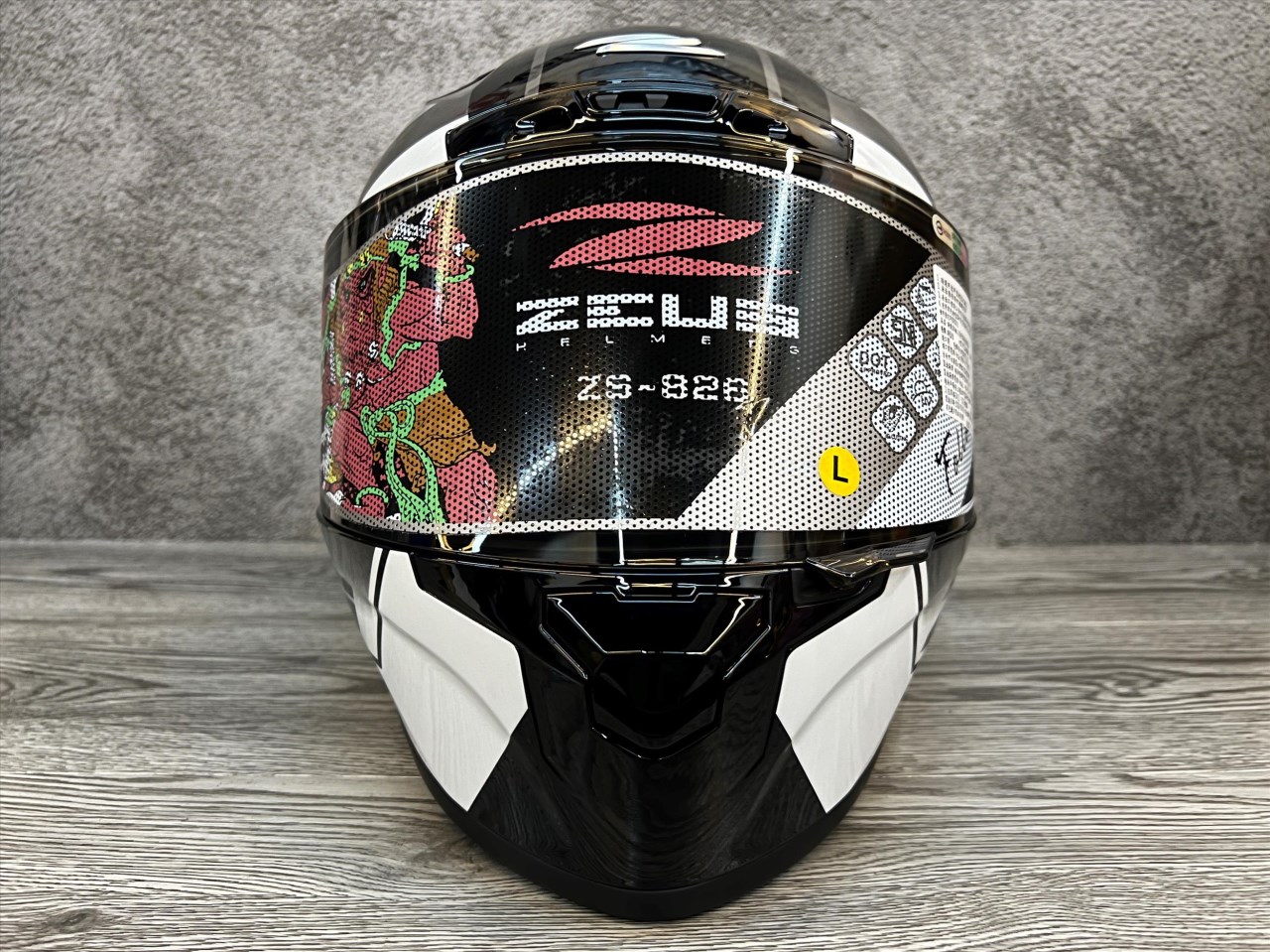《遠古騎士》瑞獅 ZEUS 826 BK17 黑白 全罩安全帽 大鴨尾導流雙D釦尾翼