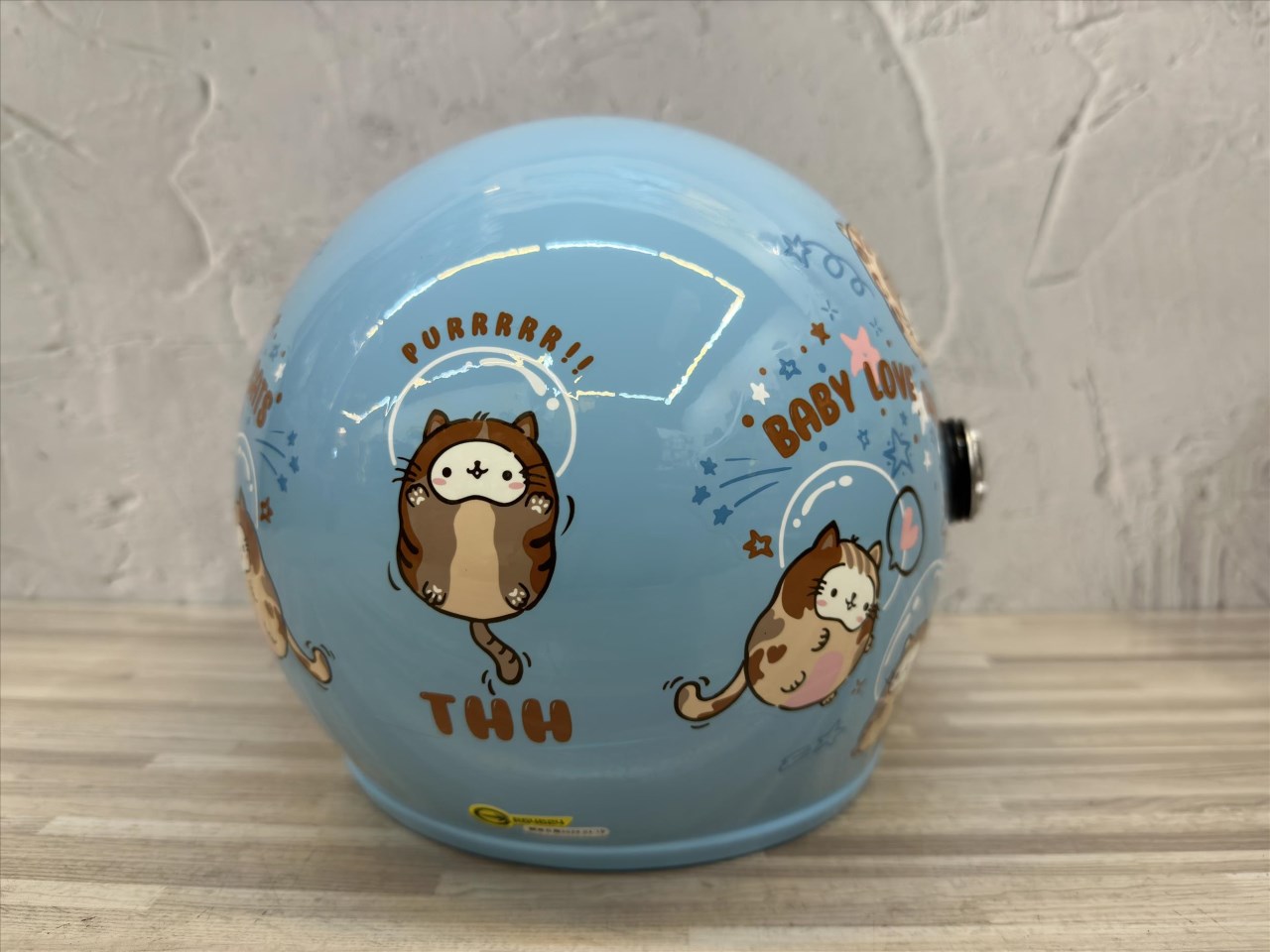 《遠古騎士》THH F-200Y 太空喵 粉藍 童帽 小朋友安全帽 附抗UV鏡片兒童安全帽