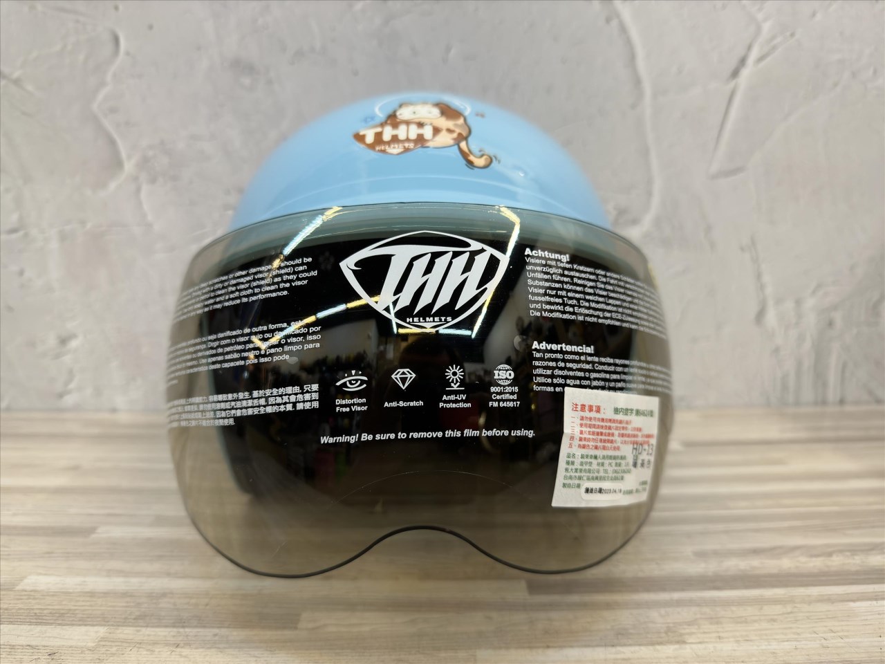《遠古騎士》THH F-200Y 太空喵 粉藍 童帽 小朋友安全帽 附抗UV鏡片兒童安全帽