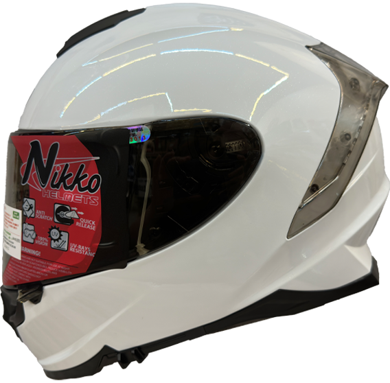 《遠古騎士》Nikko N-806II 純粹極簡 素色 亮面珍珠白 全罩 內鏡片 安全帽