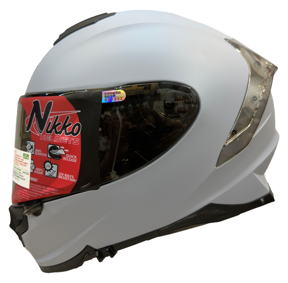 《遠古騎士》Nikko N-806II 純粹極簡 素色 亮面珍珠白 全罩 內鏡片 安全帽