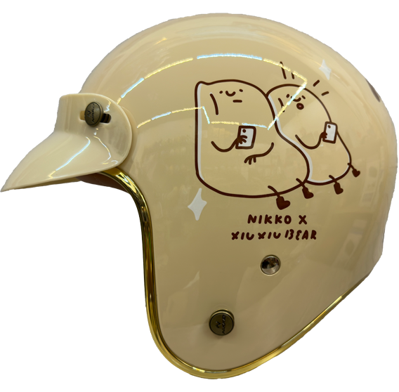 《遠古騎士》NIKKO N-401A 咻咻熊 咻熊家的鈴薯泥 奶茶 金色邊條 皮革內裡 復古帽
