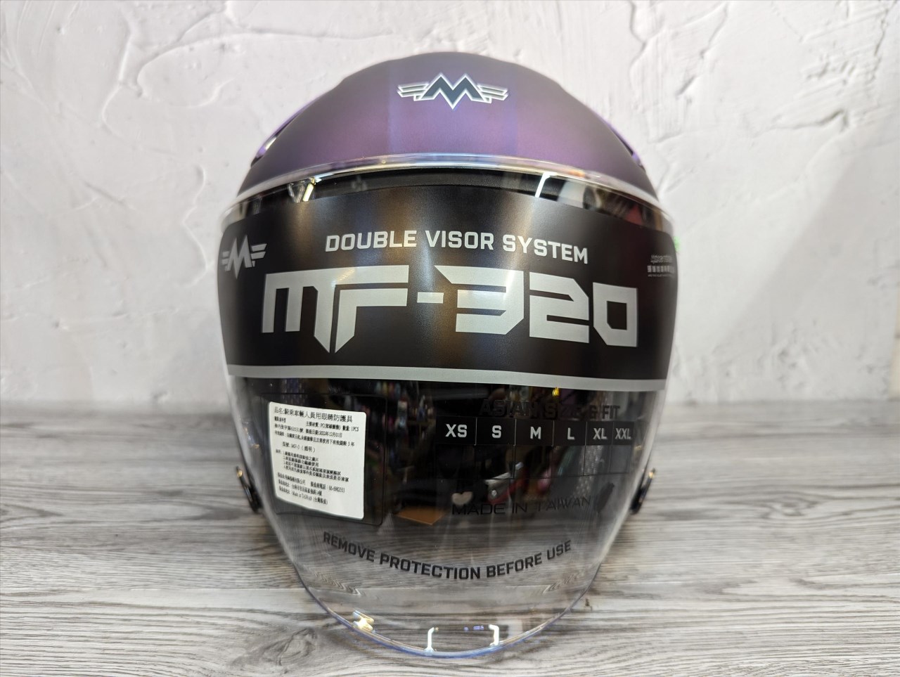 《遠古騎士》MING FENG MF-320 素色 消光金屬紫 半罩 安全帽 3/4罩 內墨片