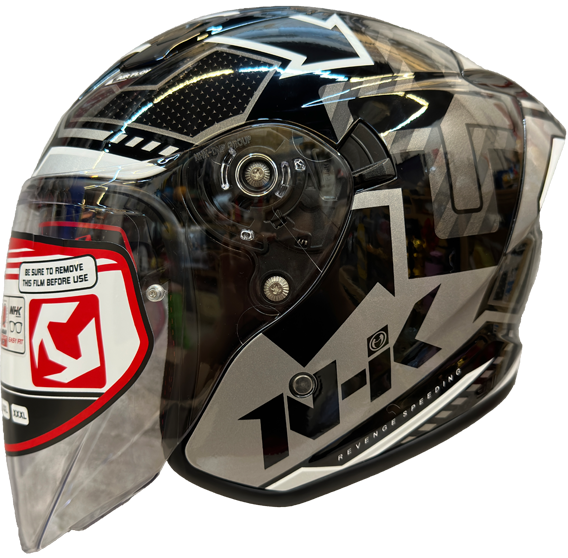 《遠古騎士》NHK S1 GP PRO 復仇之速 黑銀 內藏墨片半罩式安全帽