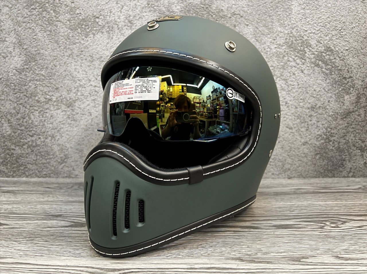 《遠古騎士》GP-5 728 復古山車帽 消光夜幕綠 復古全罩 安全帽 MTS 內鏡片