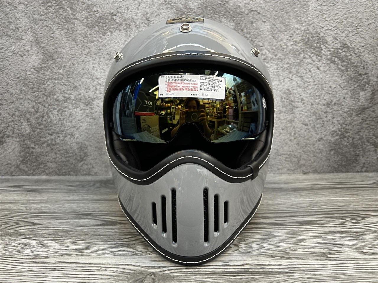《遠古騎士》GP-5 728 復古山車帽 水泥灰 復古全罩 安全帽 MTS 內鏡片