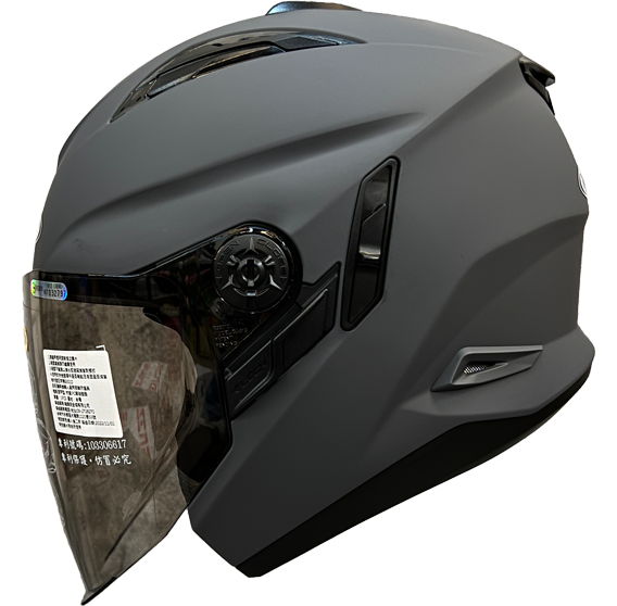 《遠古騎士》瑞獅 ZEUS 613B 素色 平光深灰 半罩安全帽 內襯全可拆 雙鏡片