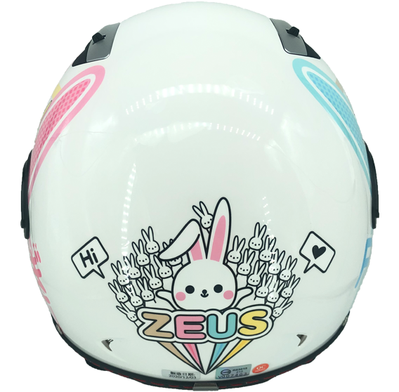 《遠古騎士》瑞獅 ZEUS 212C AR9 兔兔 白粉 內置鏡片 3/4罩安全帽 輕量