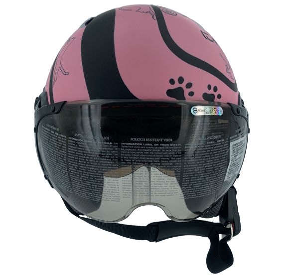 《遠古騎士》瑞獅 ZEUS 212C AR5 貓咪 消光黑粉 內置鏡片 3/4罩安全帽 輕量